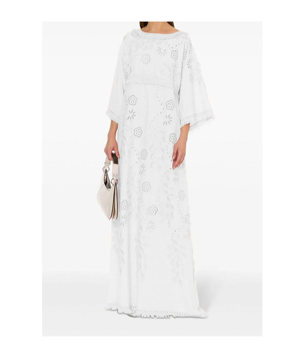 Alberta Ferretti Sangallo White Caftan Dress