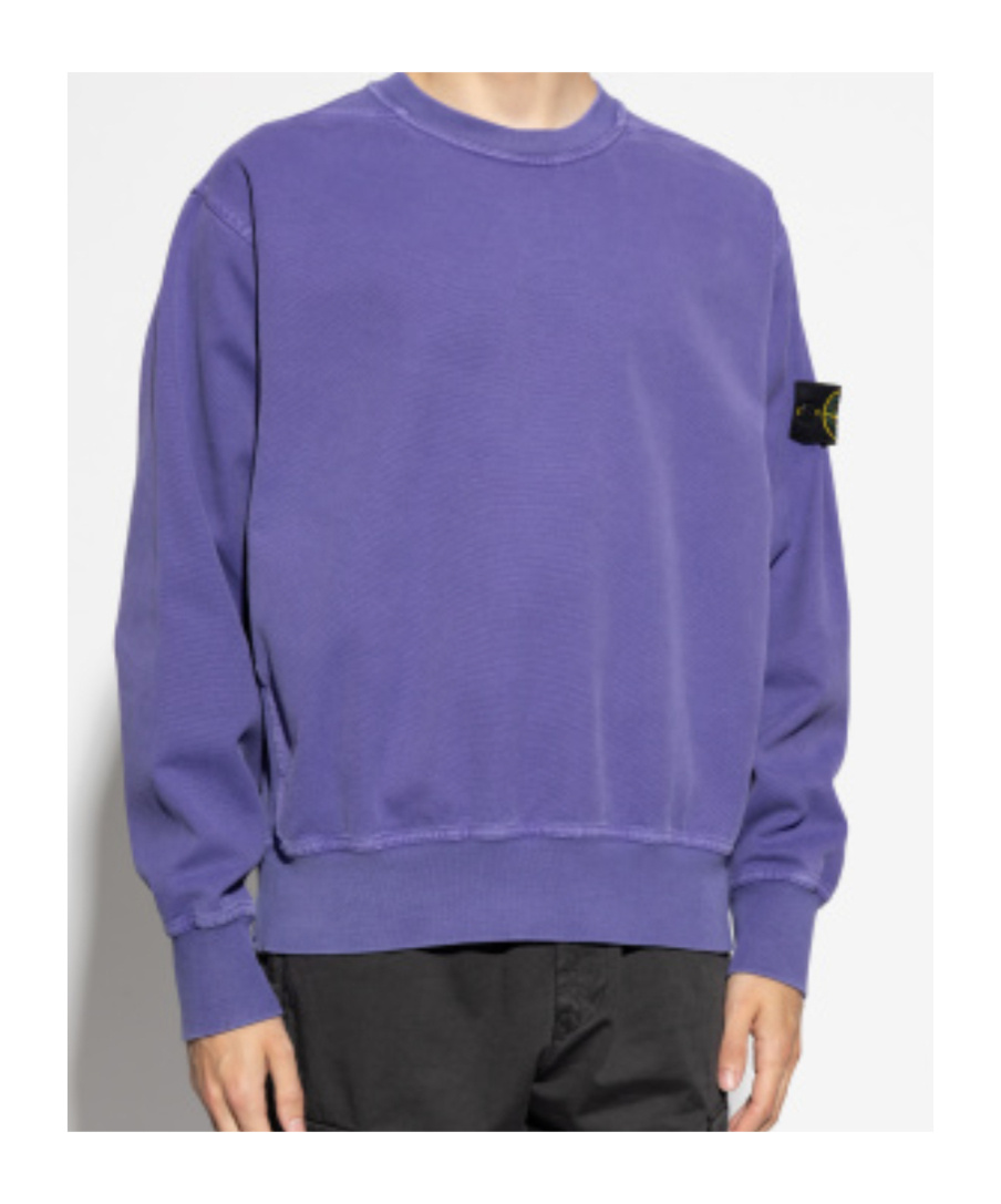 Stone Island Mens Lavender Logo-badge Crewneck Cotton-knit Jumper In Purple