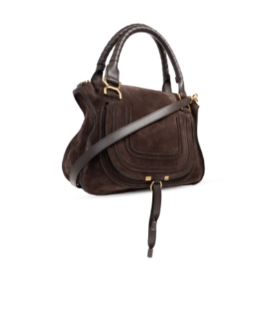 Chloé Dark Brown Suede Medium Marcie Handbag In Black