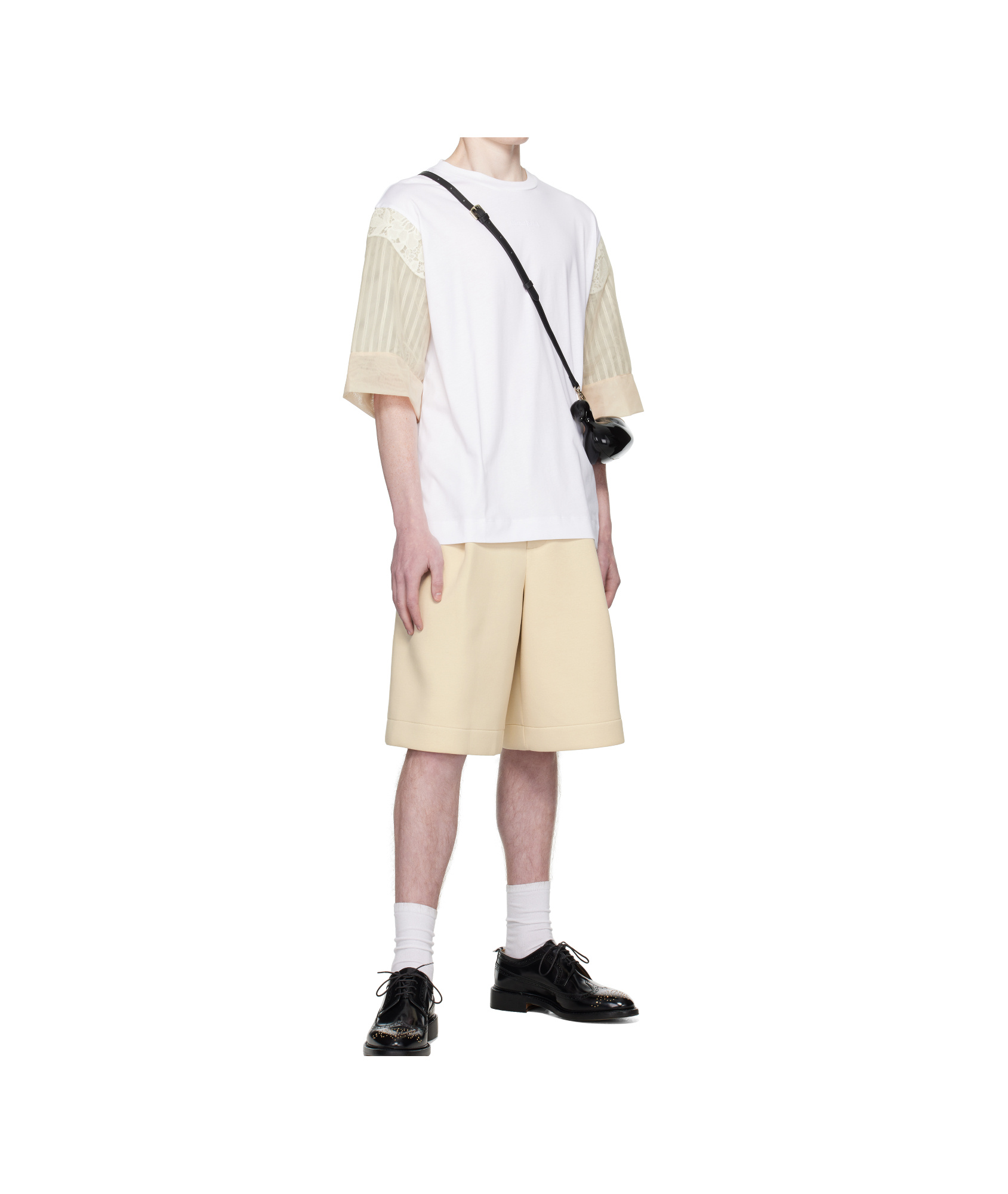 Simone Rocha White Trapped Lace Patchwork T-shirt In White