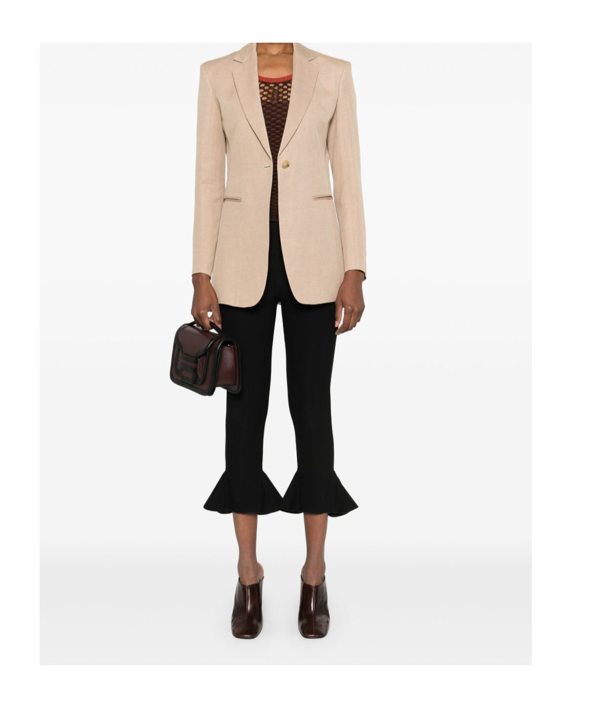 Dondup Beige Single-breasted Linen Blazer