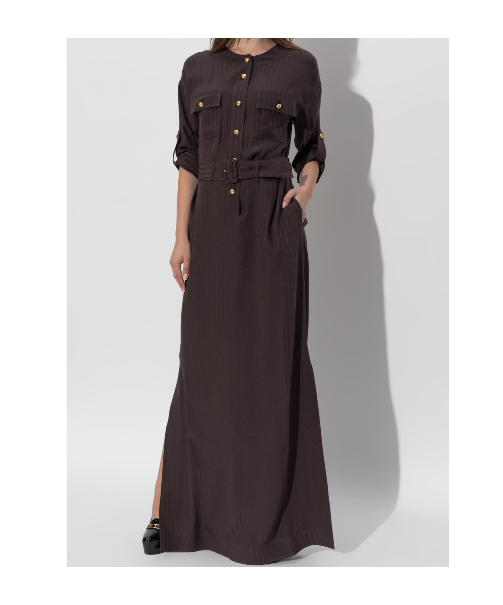 Shop Tom Ford Striped Belted Dress In Black