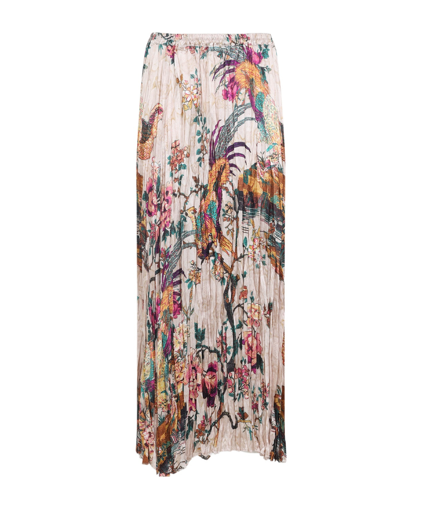 Shop Roberto Cavalli Pleated Floral-print Maxi Skirt