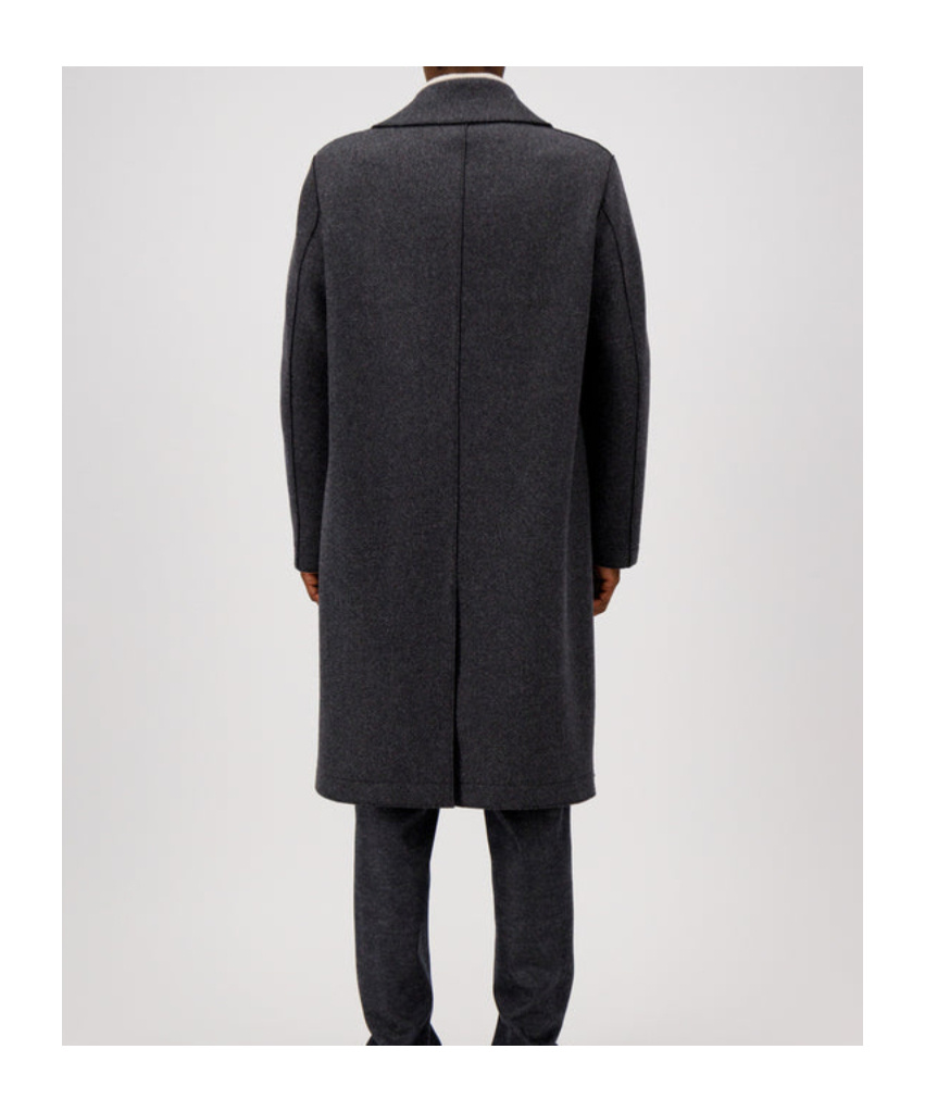 Harris Wharf London Anthracite Grey Double-breasted Wool Coat In Black
