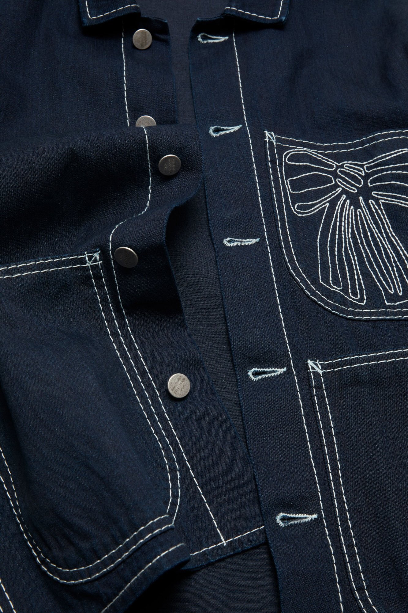 Acne Studios Bow-embroidered Denim Jacket In Blue