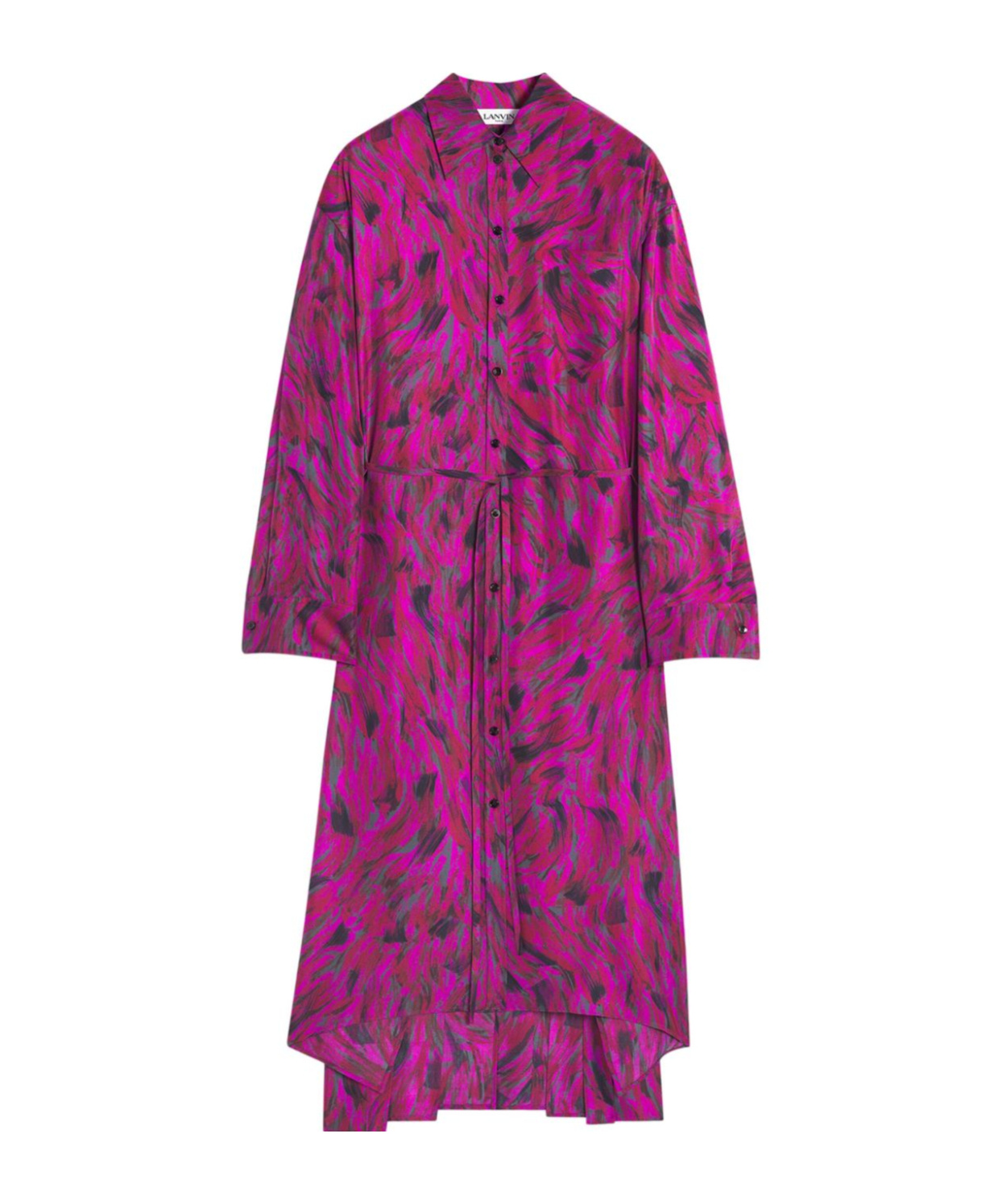 Lanvin Printed Pleated Dress In Pink
