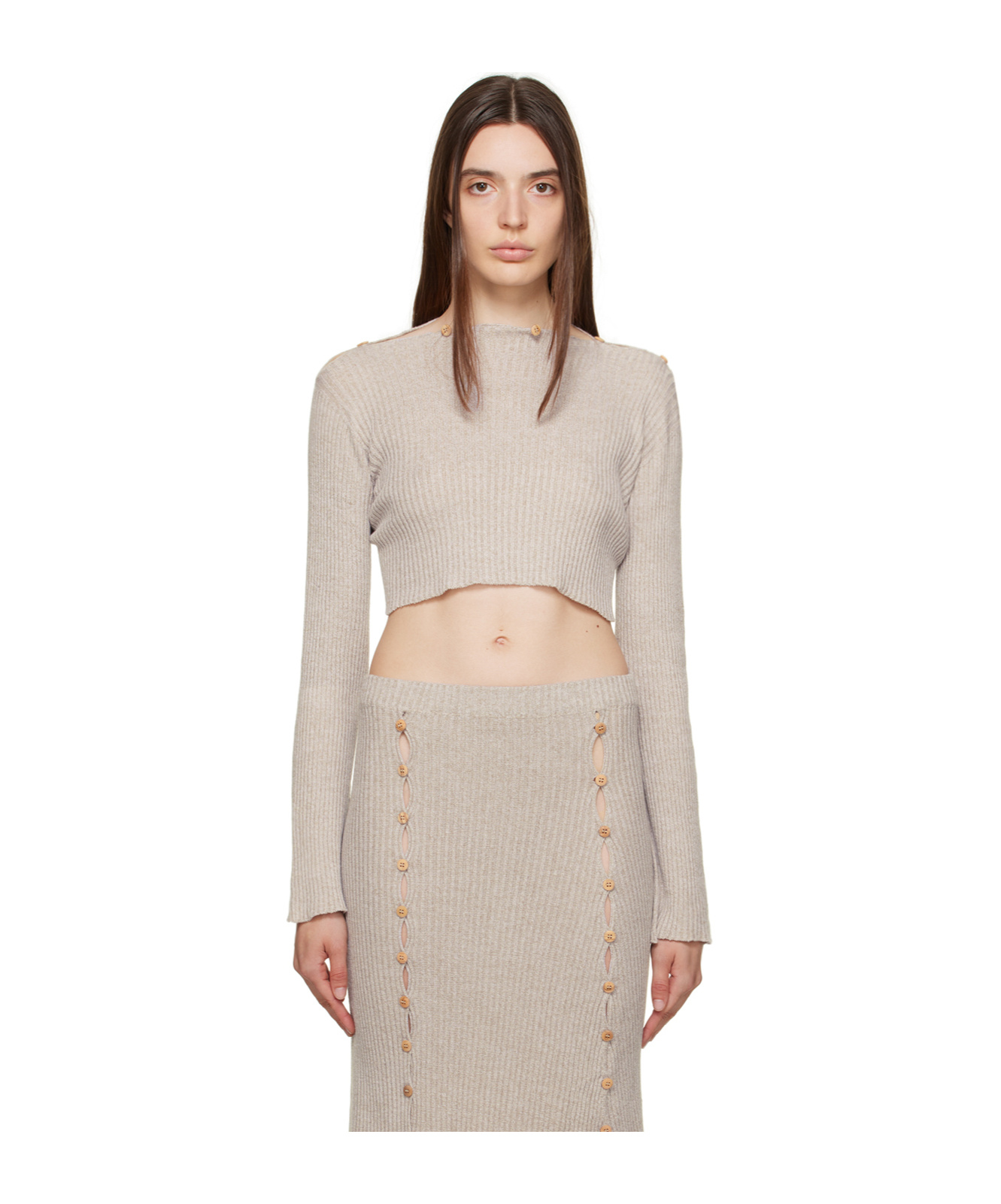 Baserange Birgi Long-sleeved Sweater In Nude