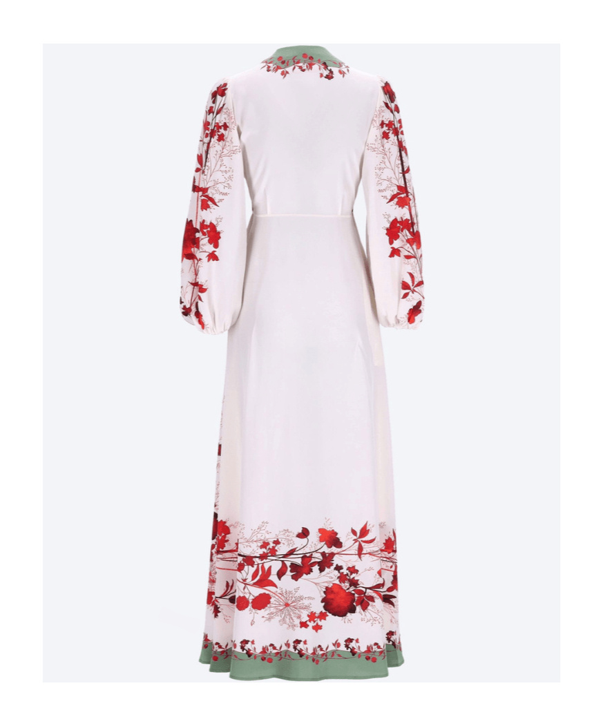 La Doublej La Double J Maxi Dress In Green Silk In White