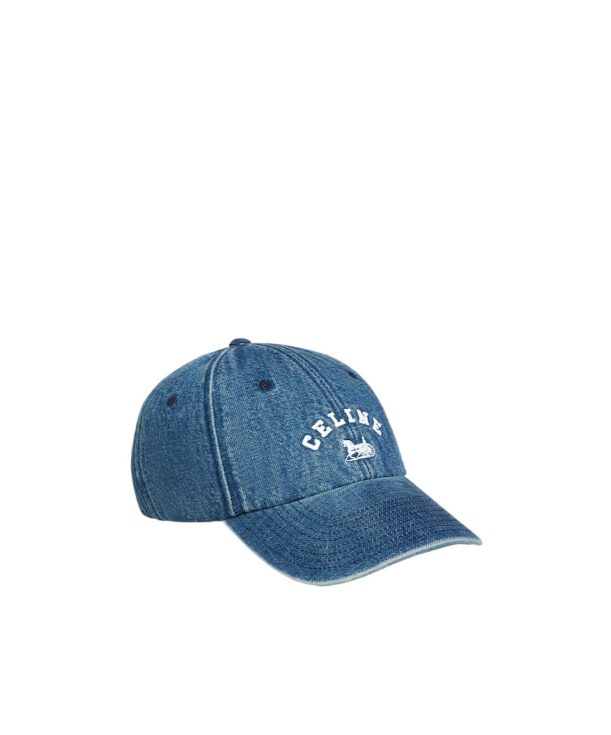Celine Richelieu Cap In Cotton Denim In Blue