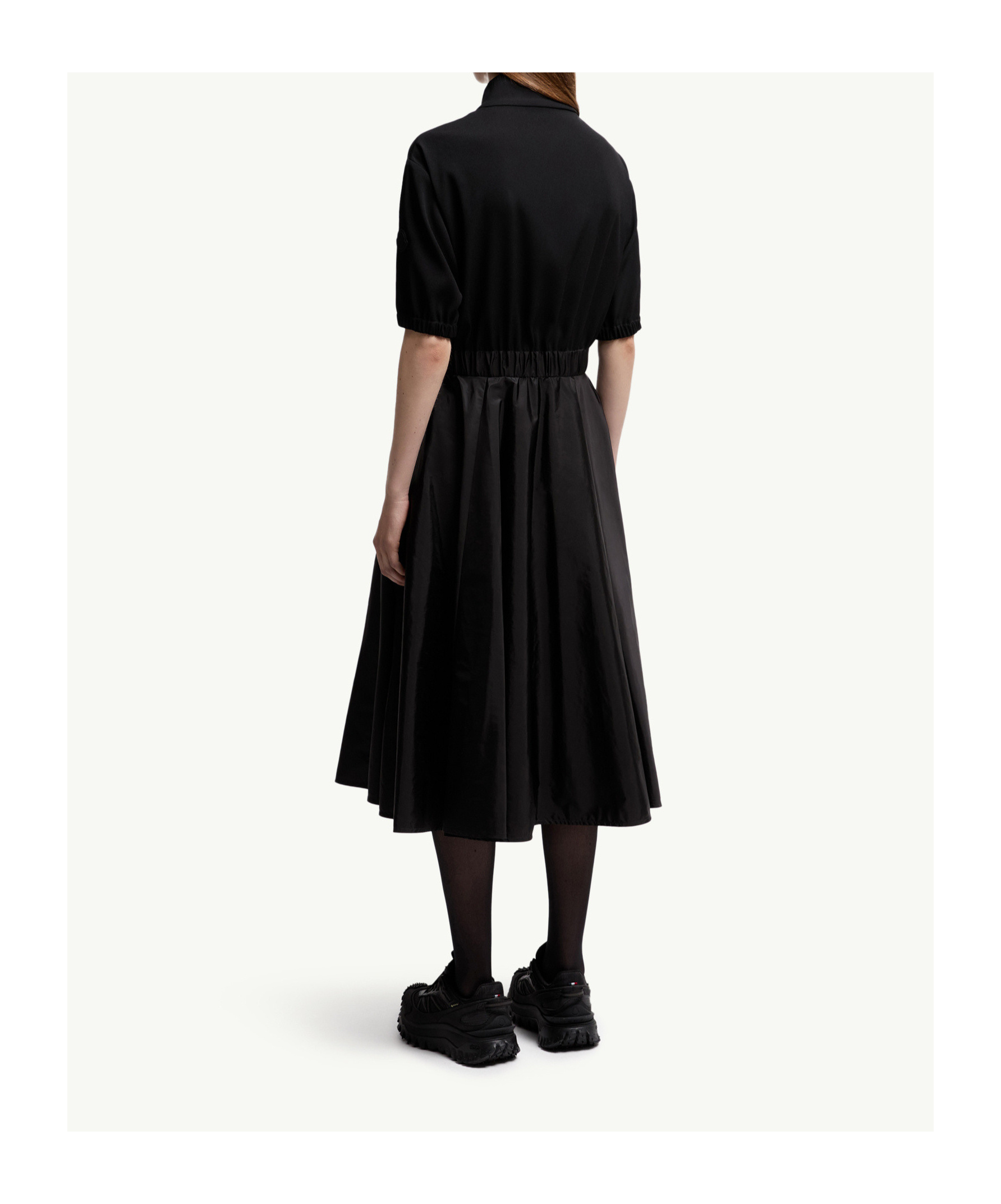 Moncler Robe Midi En Satin In Black