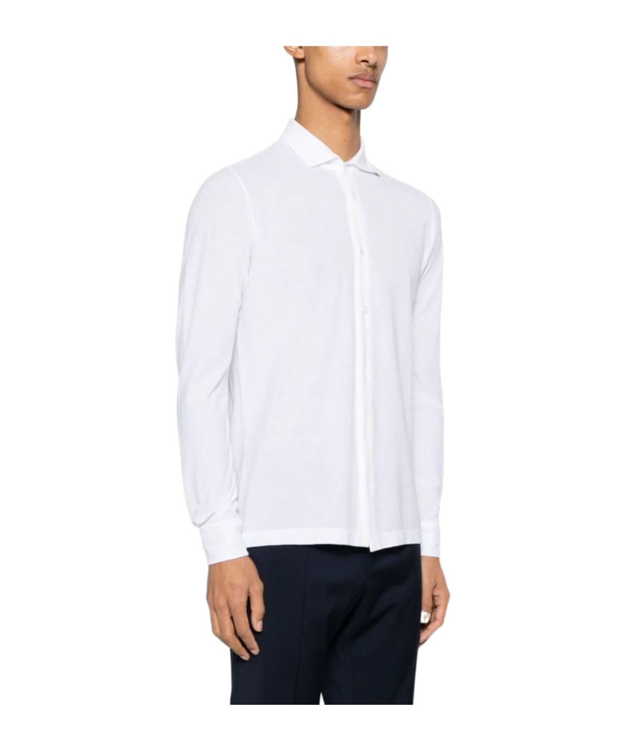 Zanone Collared Shirt Button-down Cuffed Sleeves In White