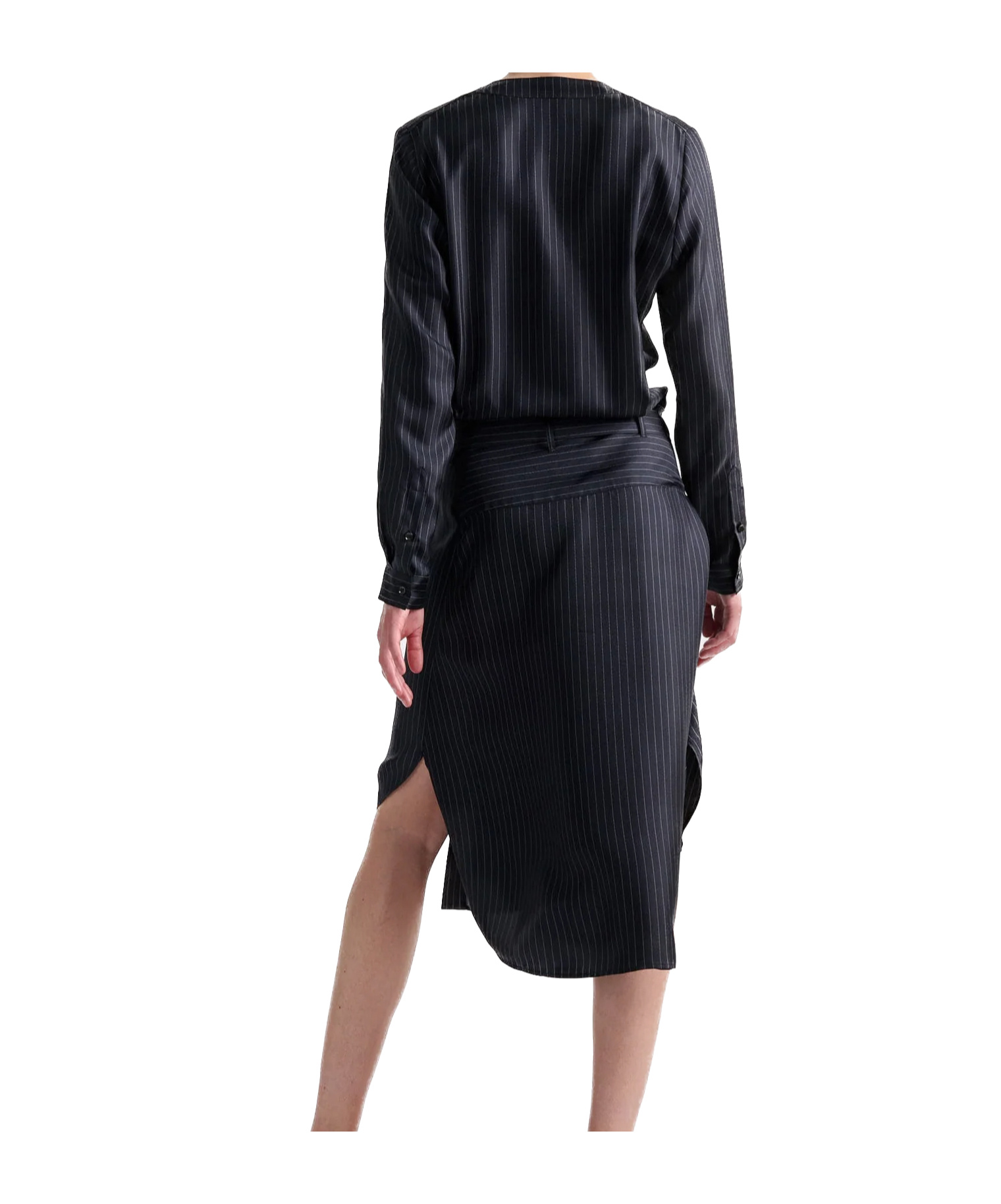 Barbara Bui Pinstriped Silk Dress In Blue