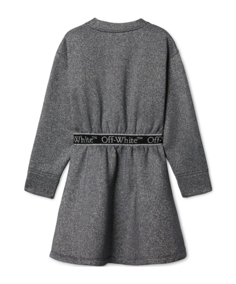 Off-white Bookish Logo Band Metallic Dress In Gray