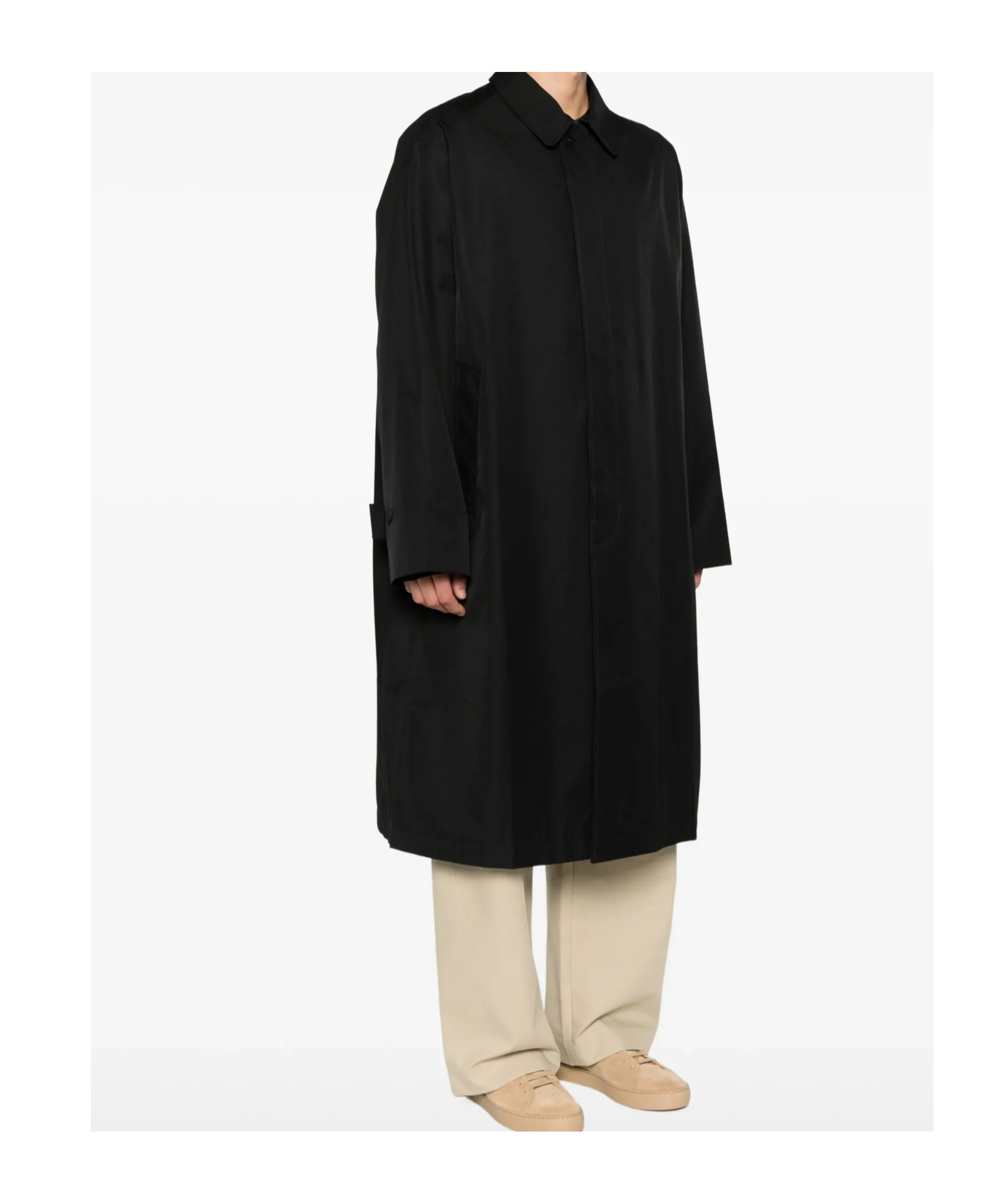 Studio Nicholson Long Wool Blend Coat With Side Pockets In Black