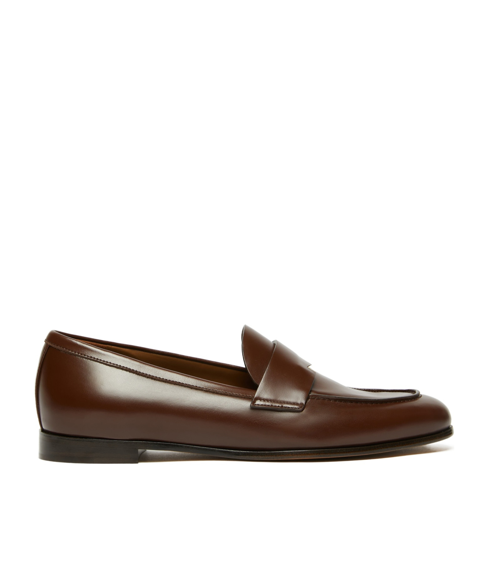 Max Mara Semi-glossy Leather Moccasins In Brown
