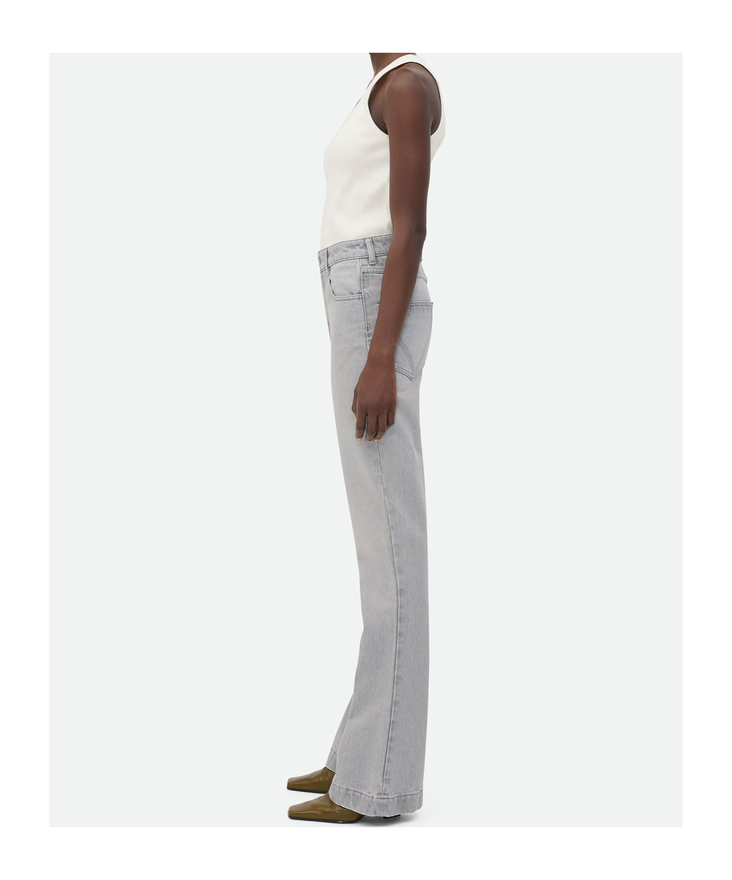 Bottega Veneta Washed Flared Jeans In Gray