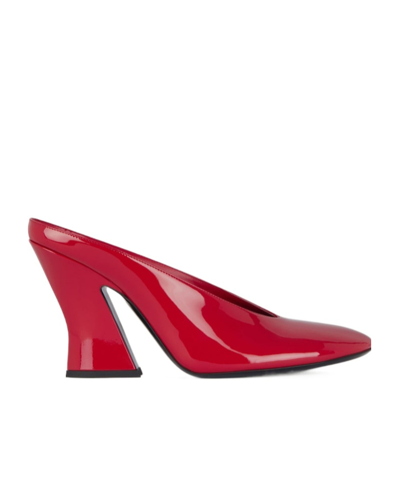 Givenchy Sculpted Heeled Mules In Patent Leather In Red