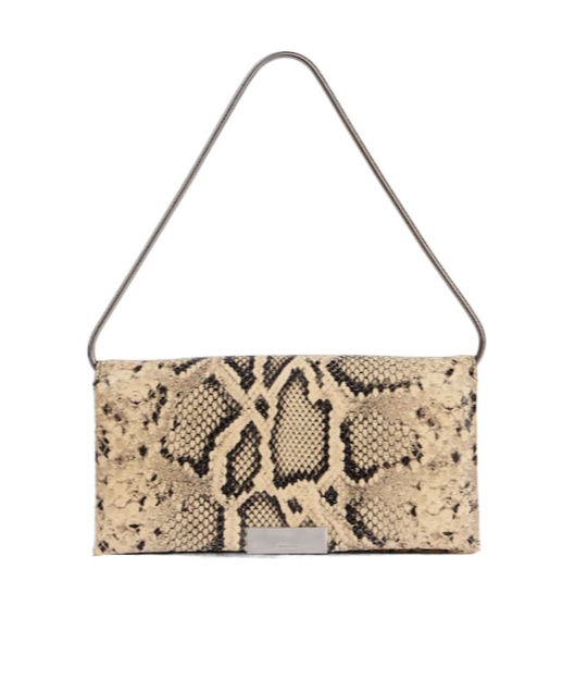Jil Sander Carnet Snake-effect Leather Clutch In Nude
