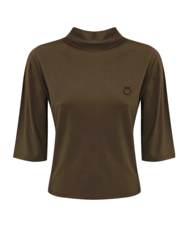 Pinko Macchina Sweater In Viscose With Logo Embroidery In Green