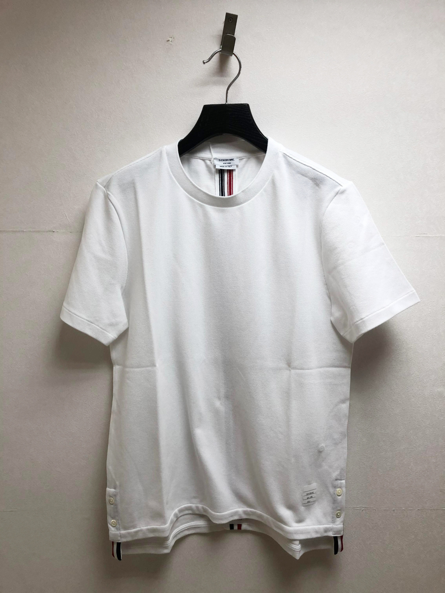 Thom Browne Central Striped T-shirt On The Back In White
