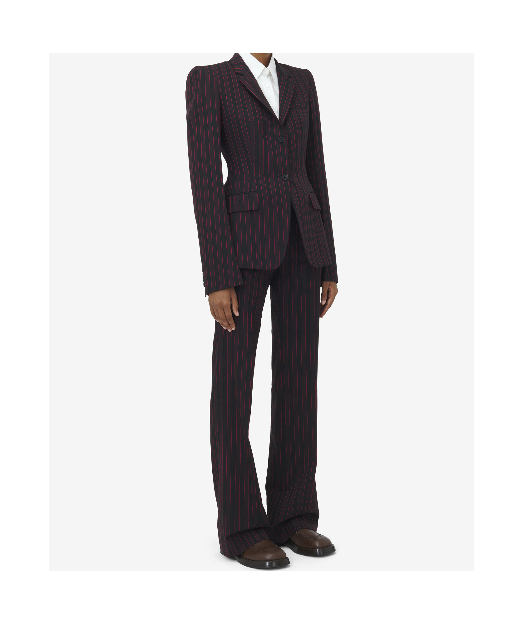 Alexander Mcqueen Striped Suit Coat In Black