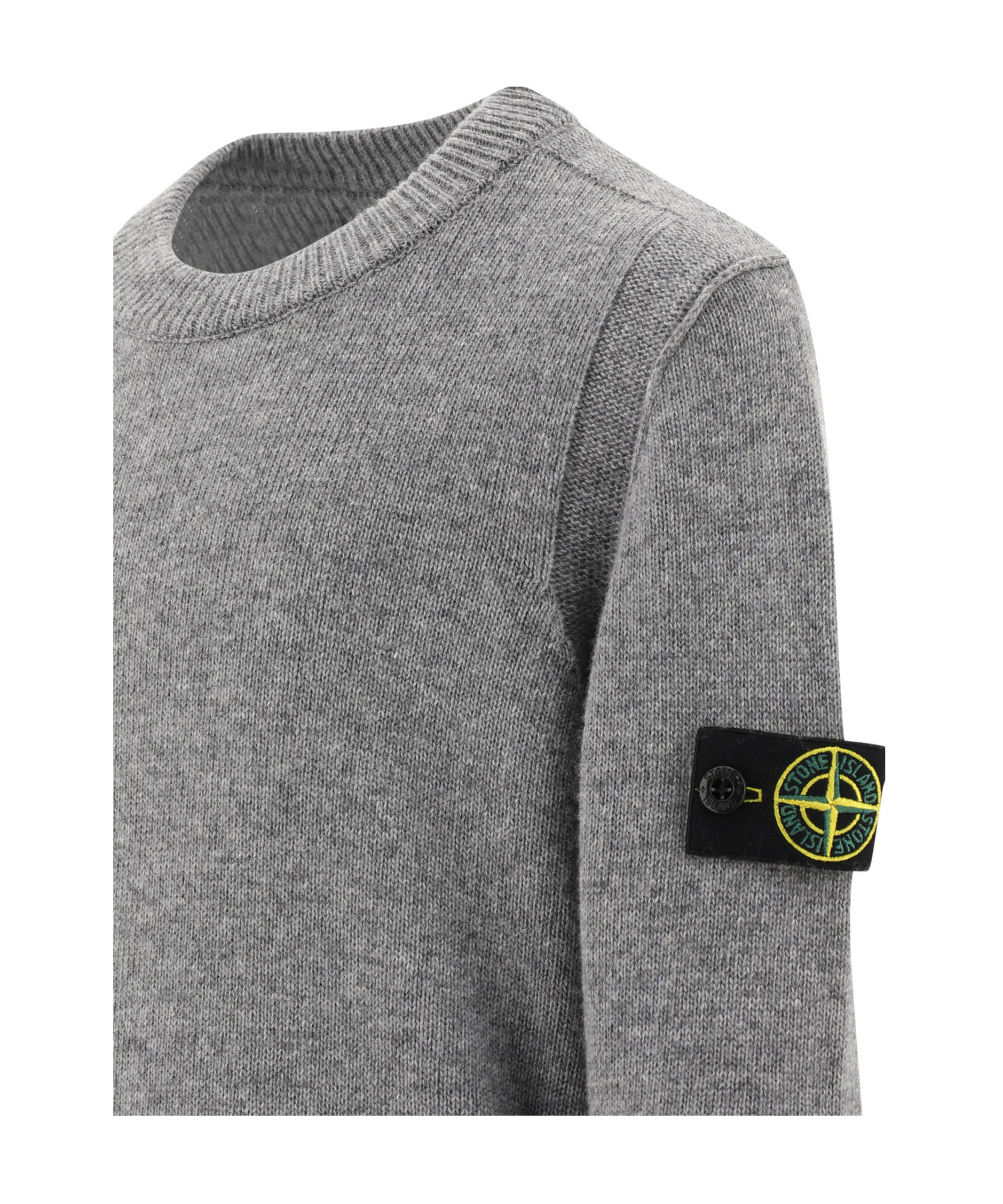 Stone Island Junior Compass Badge Crewneck Jumper In Gray