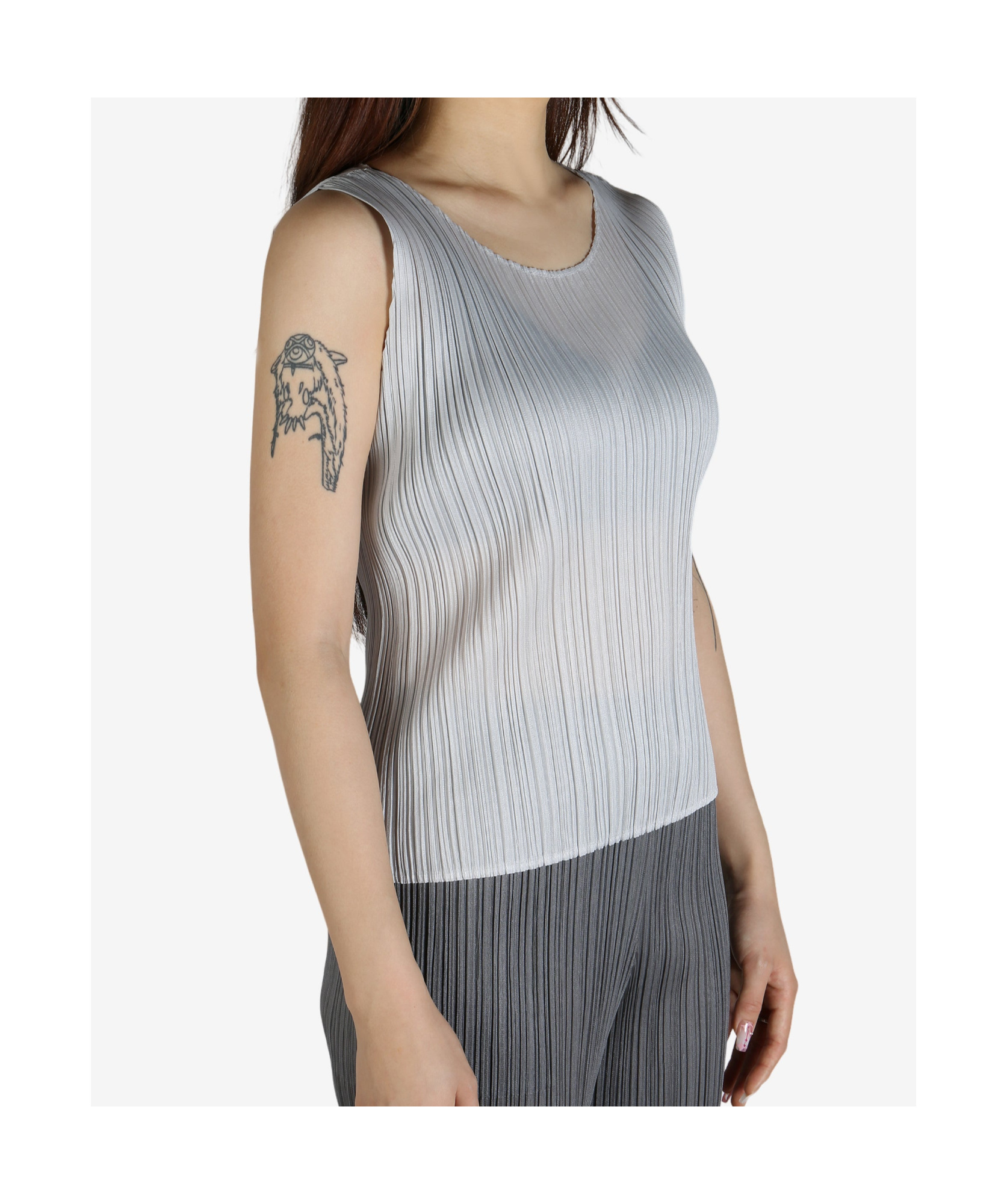 Issey Miyake Crew Neck Vest In Light Grey