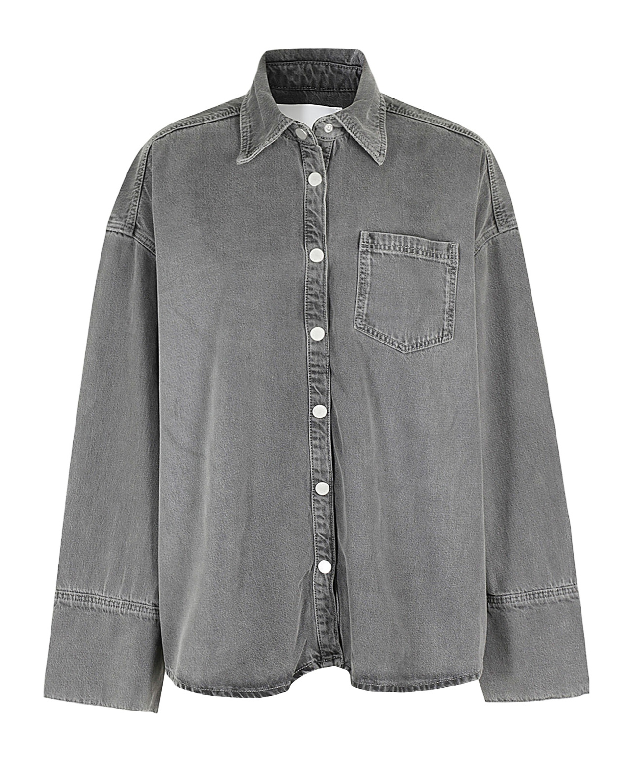 Remain Birger Christensen Long-sleeved Denim Jacket In Gray