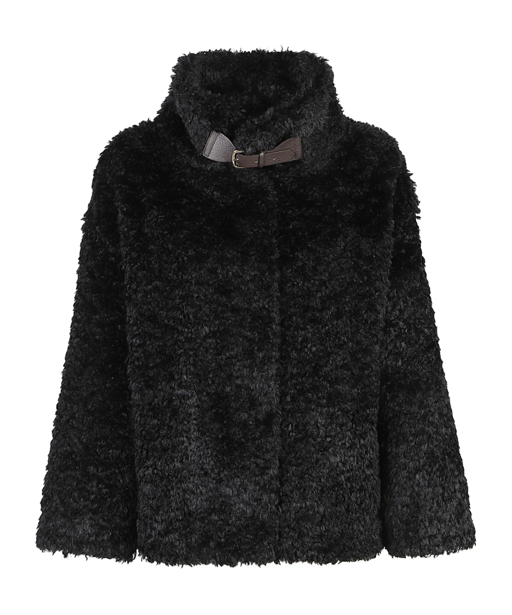 Herno Soft Faux Fur Coat In Black