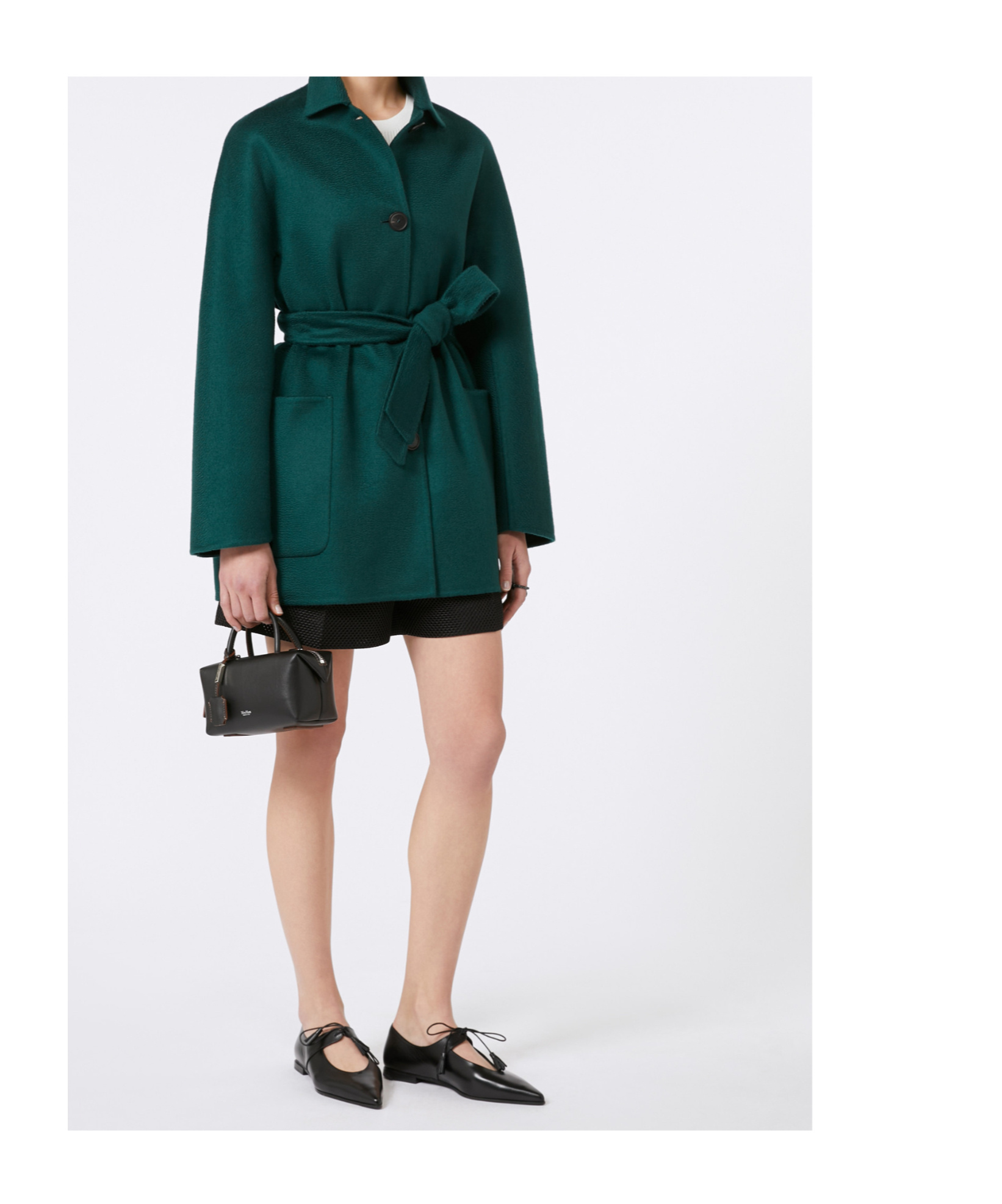 Max Mara Short Pure Cashmere Coat In Green
