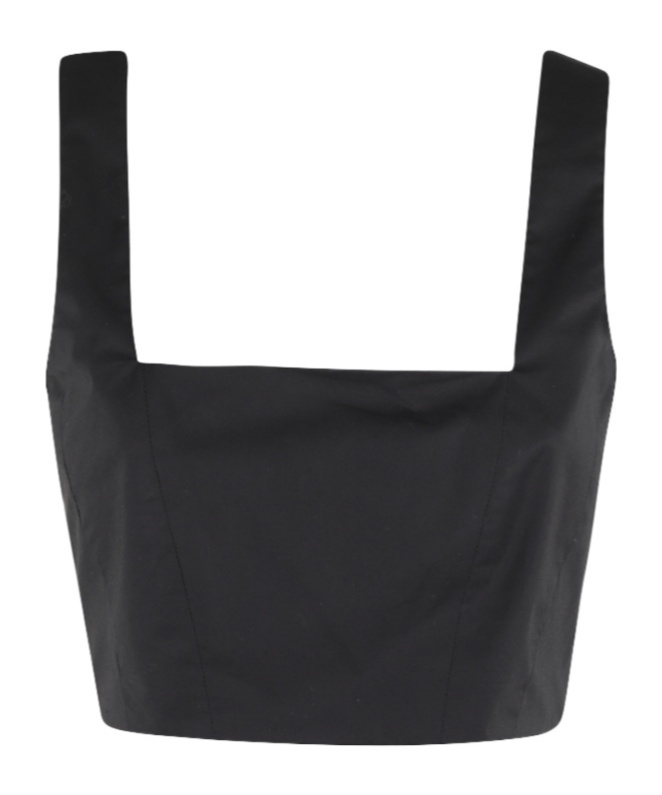 Shop Federica Tosi Squared-neckline Crop Top In Black