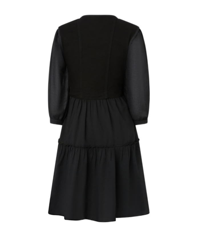 Pinko Two-piece Effect Mini Dress With Soft Skirt In Black