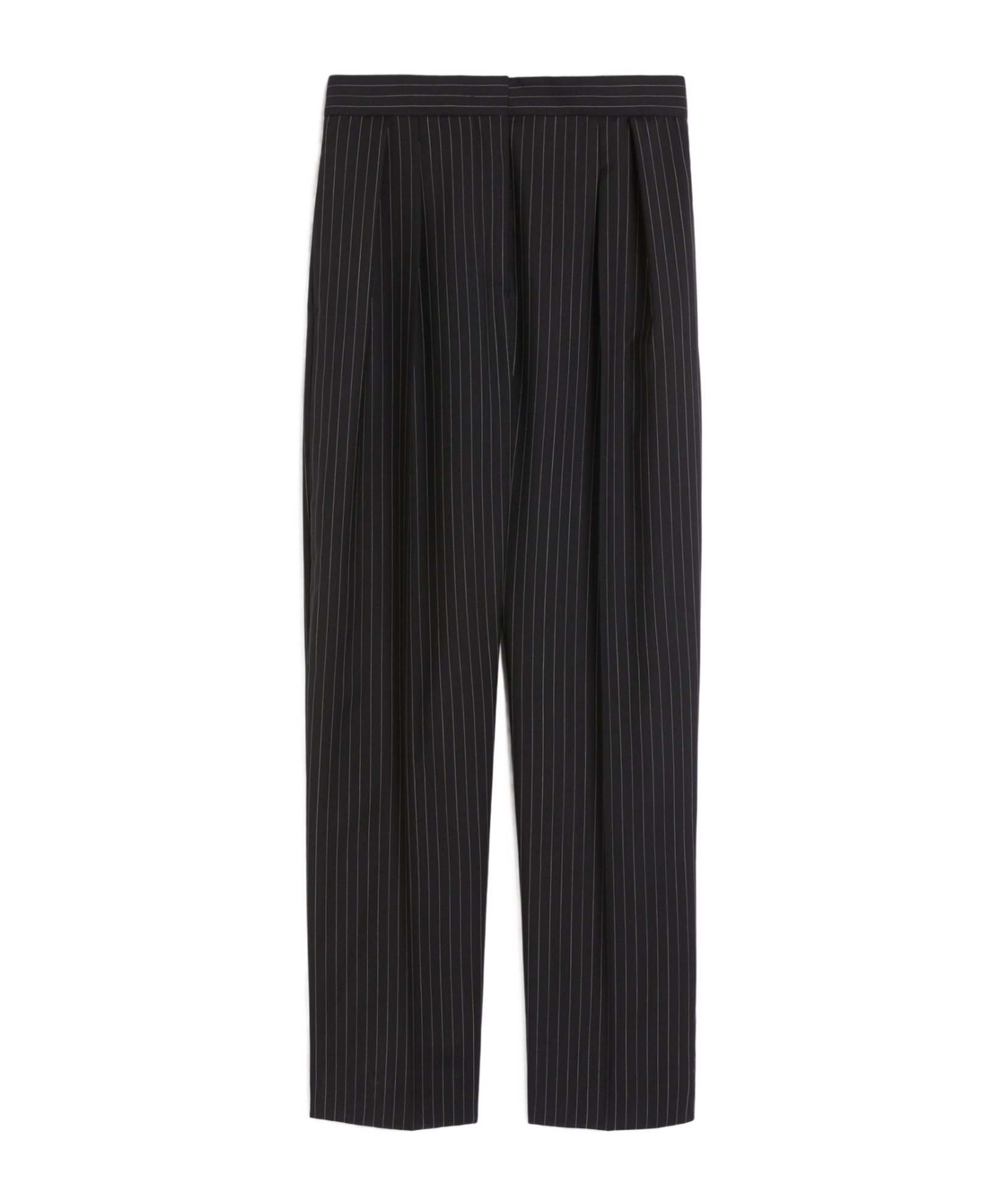 Max Mara Black Pinstriped Wool Trousers