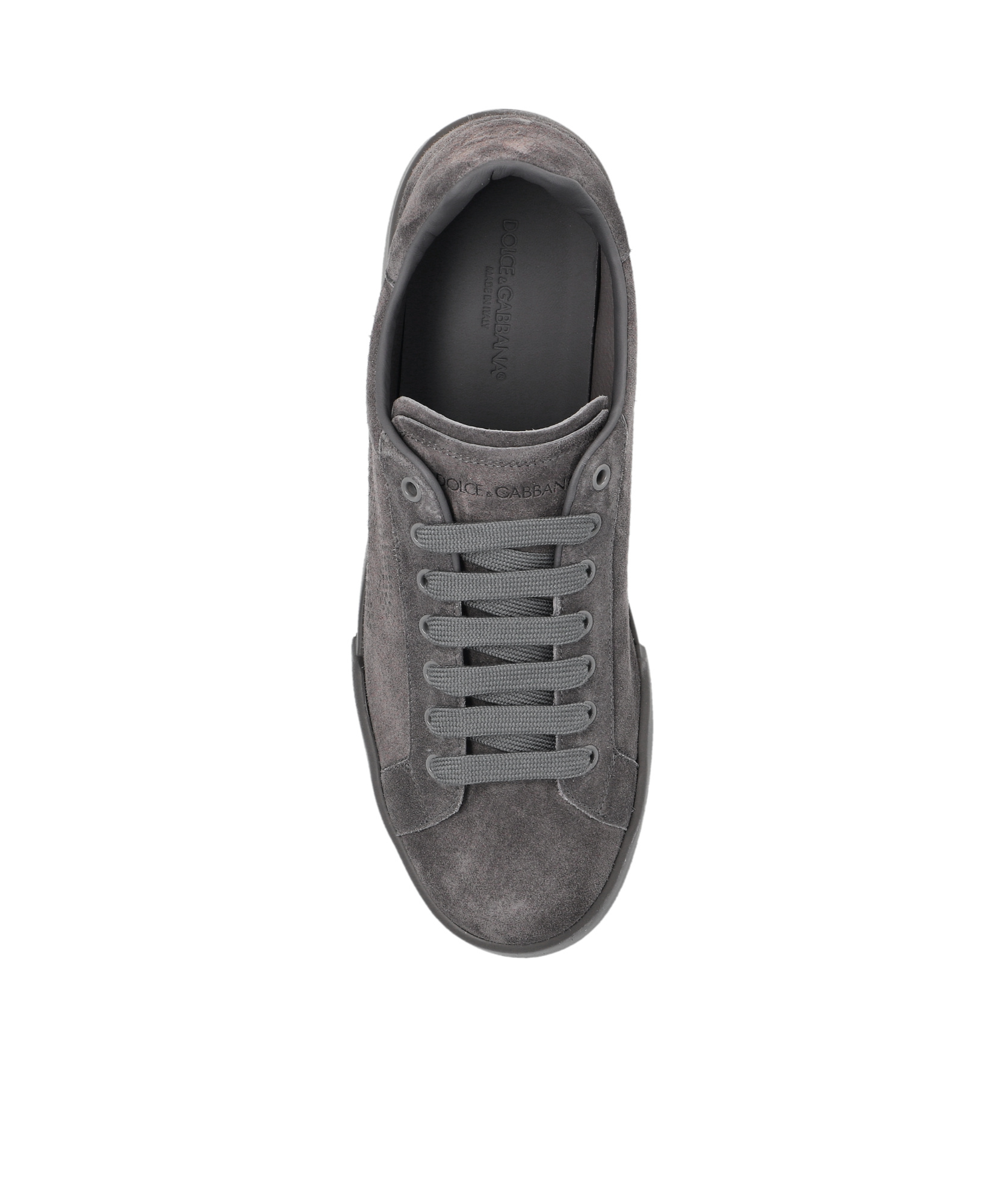 Dolce & Gabbana Gray Calfskin Strobel Portofino Light Sneakers In Black