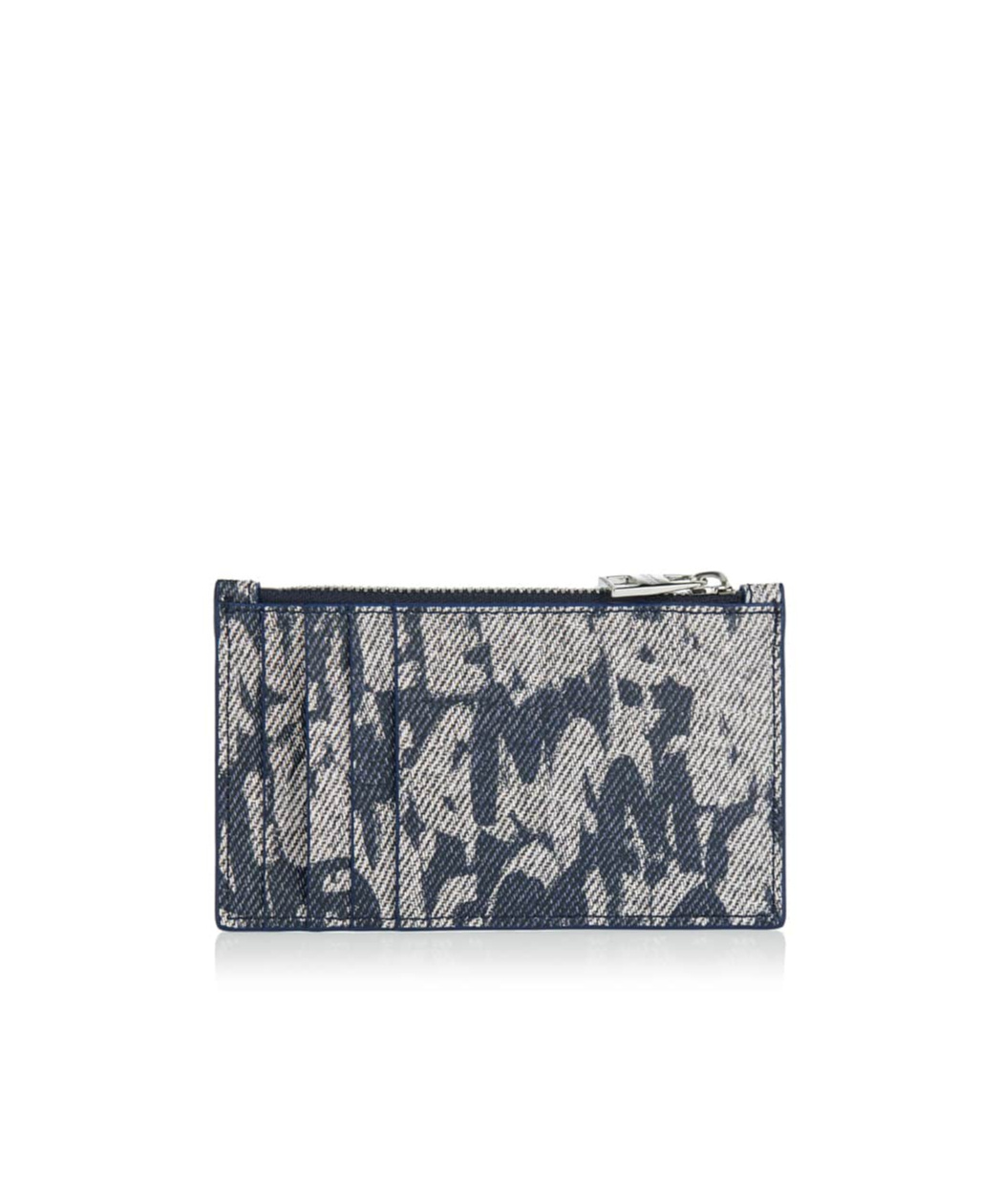Alexander Mcqueen Graffiti Logo-print Leather Card Holder In Gray