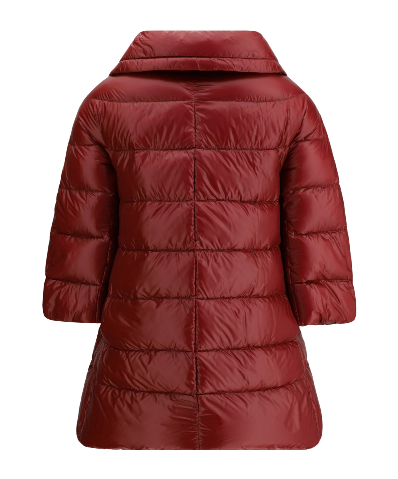 Herno Cleofe High Neck Crop-sleeved Coat In Burgundy