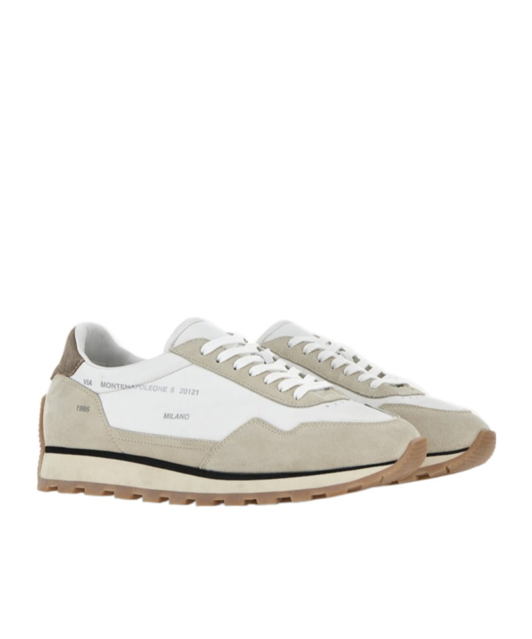 Hogan Leather Sneakers With Round Toe And Ridged Rubber Sole In Nude