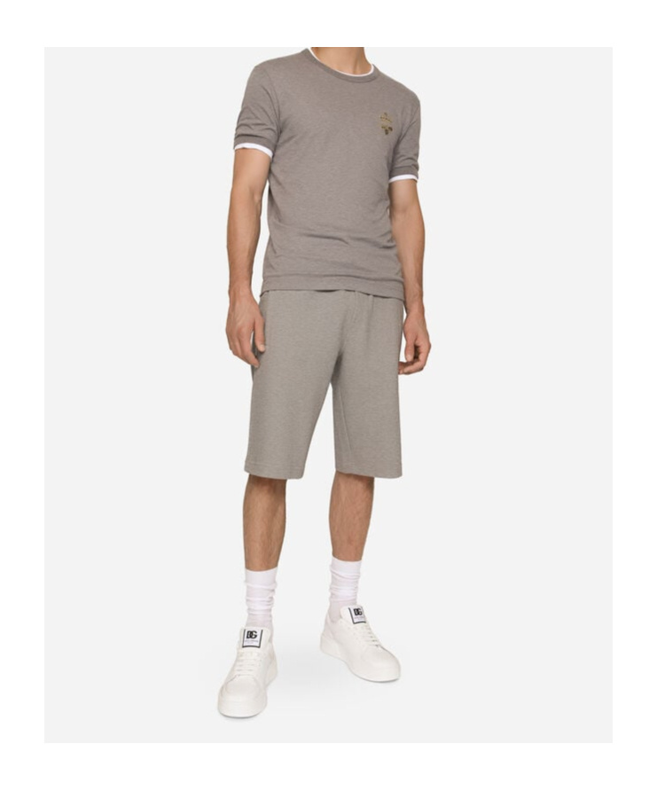 Dolce & Gabbana Jersey Jogging Shorts In Grey