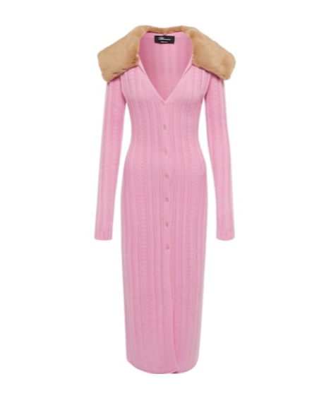 Blumarine Openwork Knit Cardigan In Pink