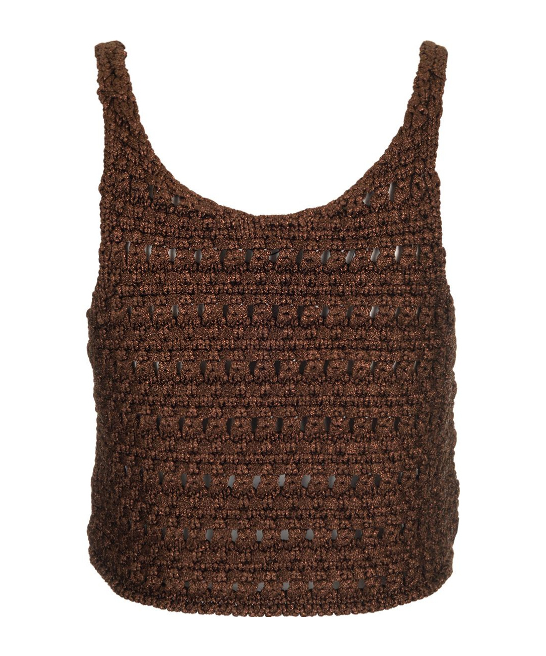Alanui Viscose Knit Cropped Top Knitwear Brown In Brown