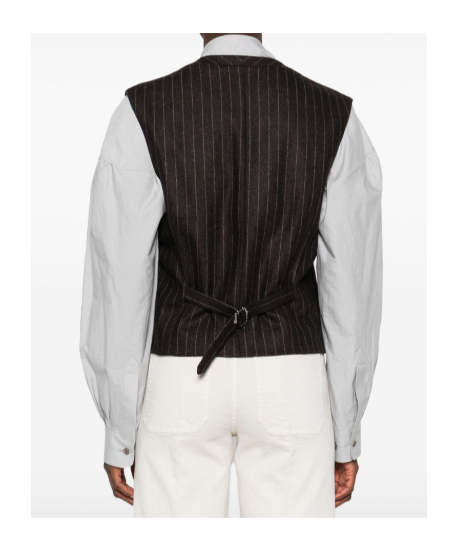 Blazé Milano Pinstripe Buttoned Waistcoat In Brown