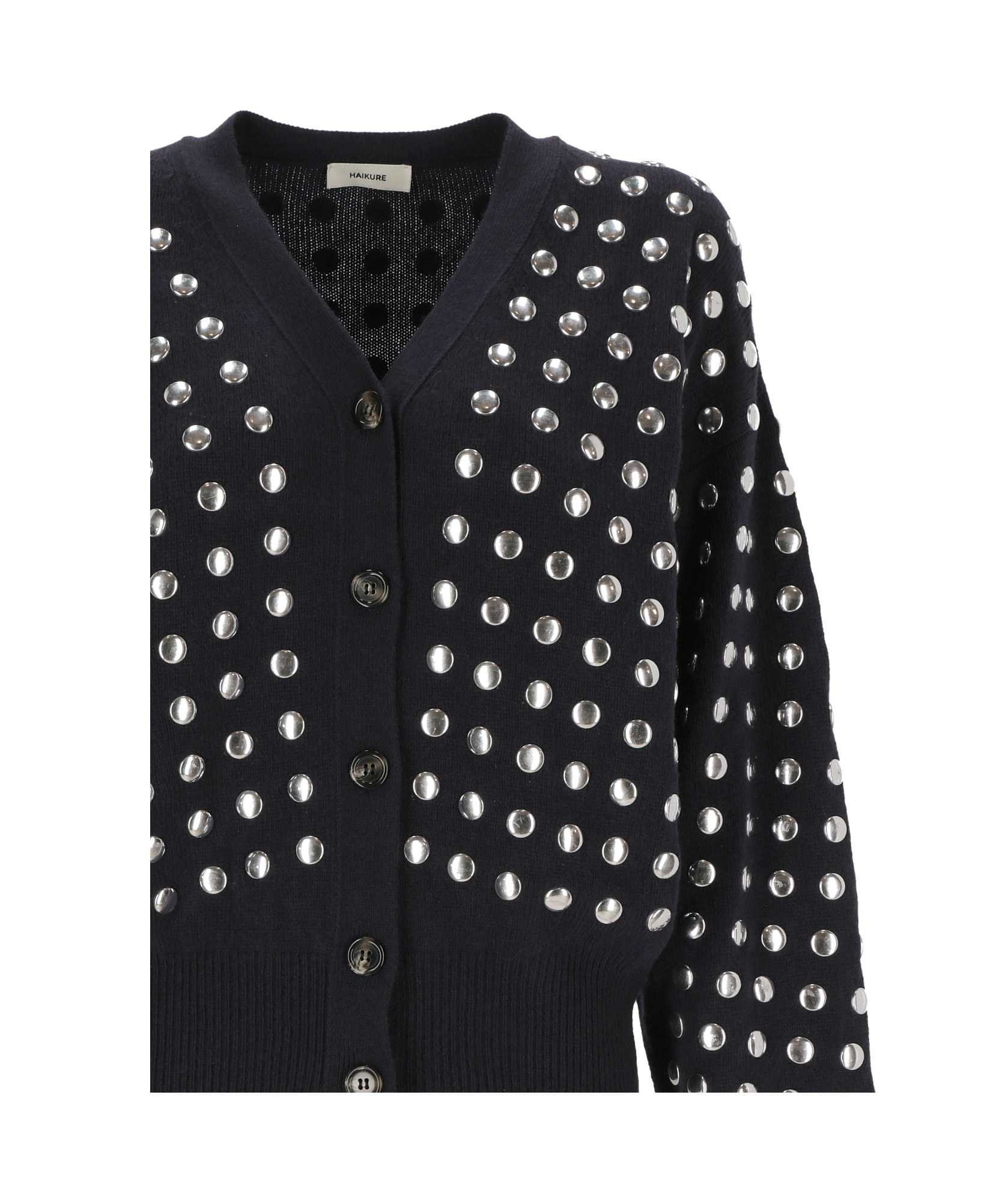 Haikure Long-sleeved Knitted Cardigan In Black