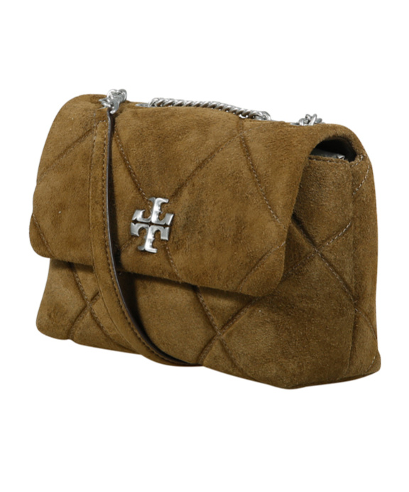 Tory Burch Kira Diamond Quilt Suede Small Convertible Shoulder Bag In Green