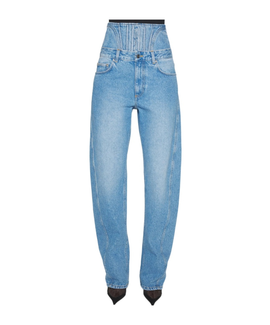 Mugler Fade Details Jeans Leggings In Blue
