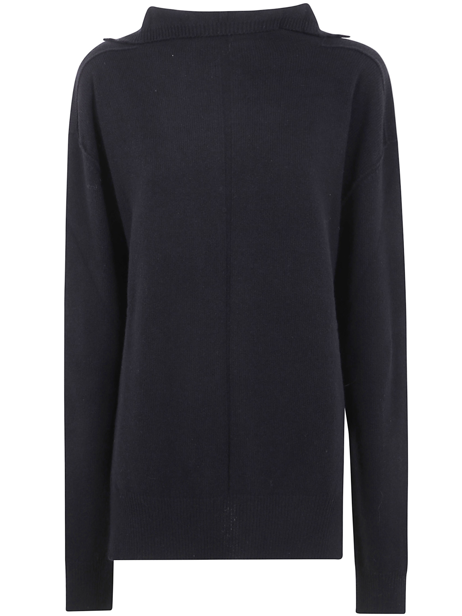 Rick Owens Collared Cashmere Sweater In Black