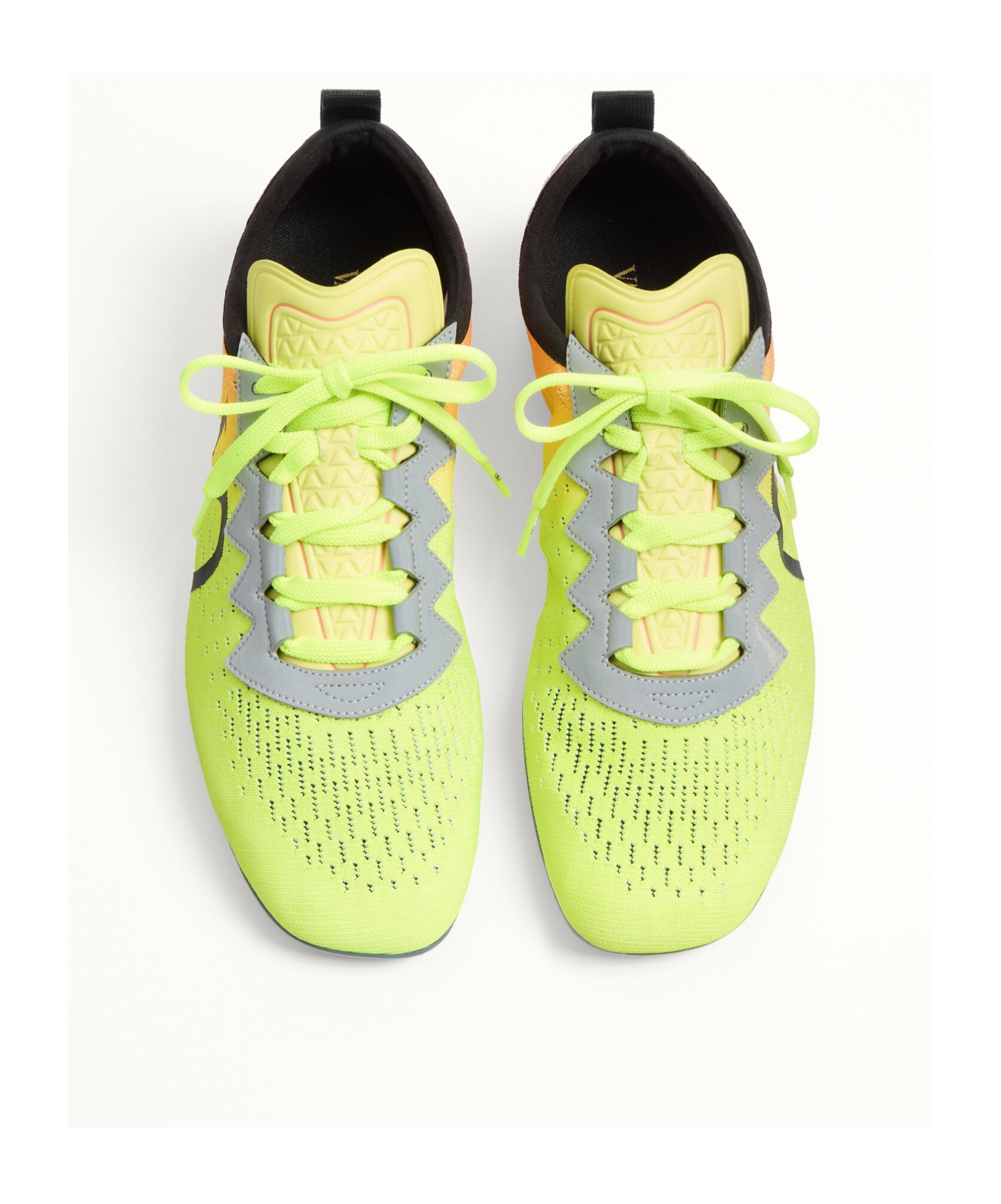 Valentino Lime Green And Fluorescent Orange Sporty Sneakers In Cotton And Pu Bold Design In Yellow