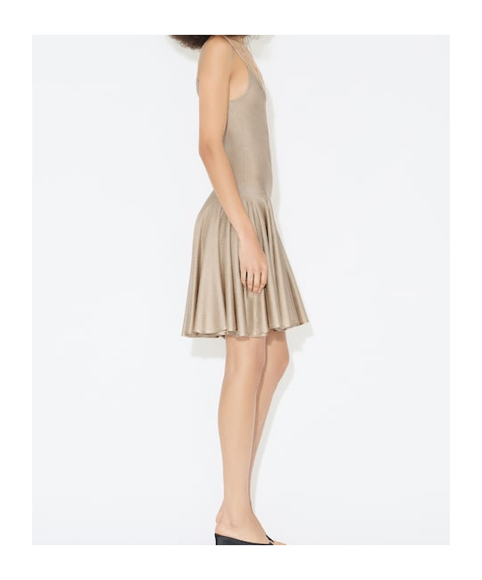 Alaïa Knit Slip Flared Dress In Light Brown