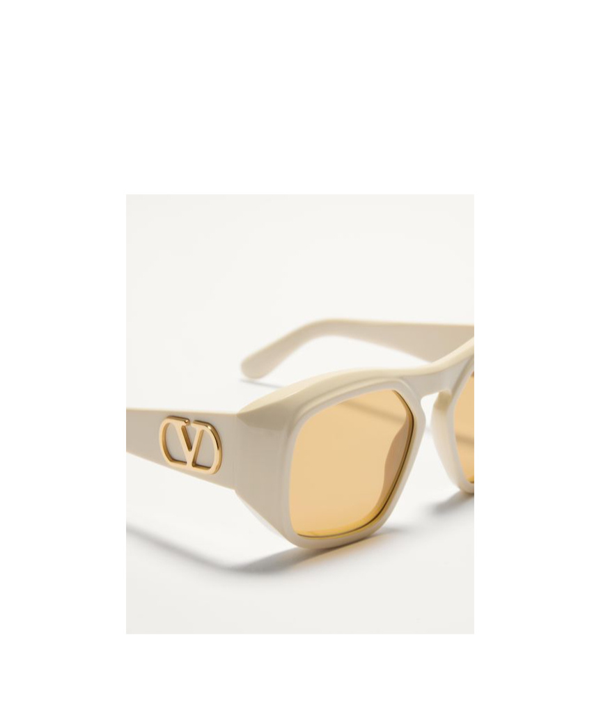Valentino Full Frame Sunglasses In Ivory/amber