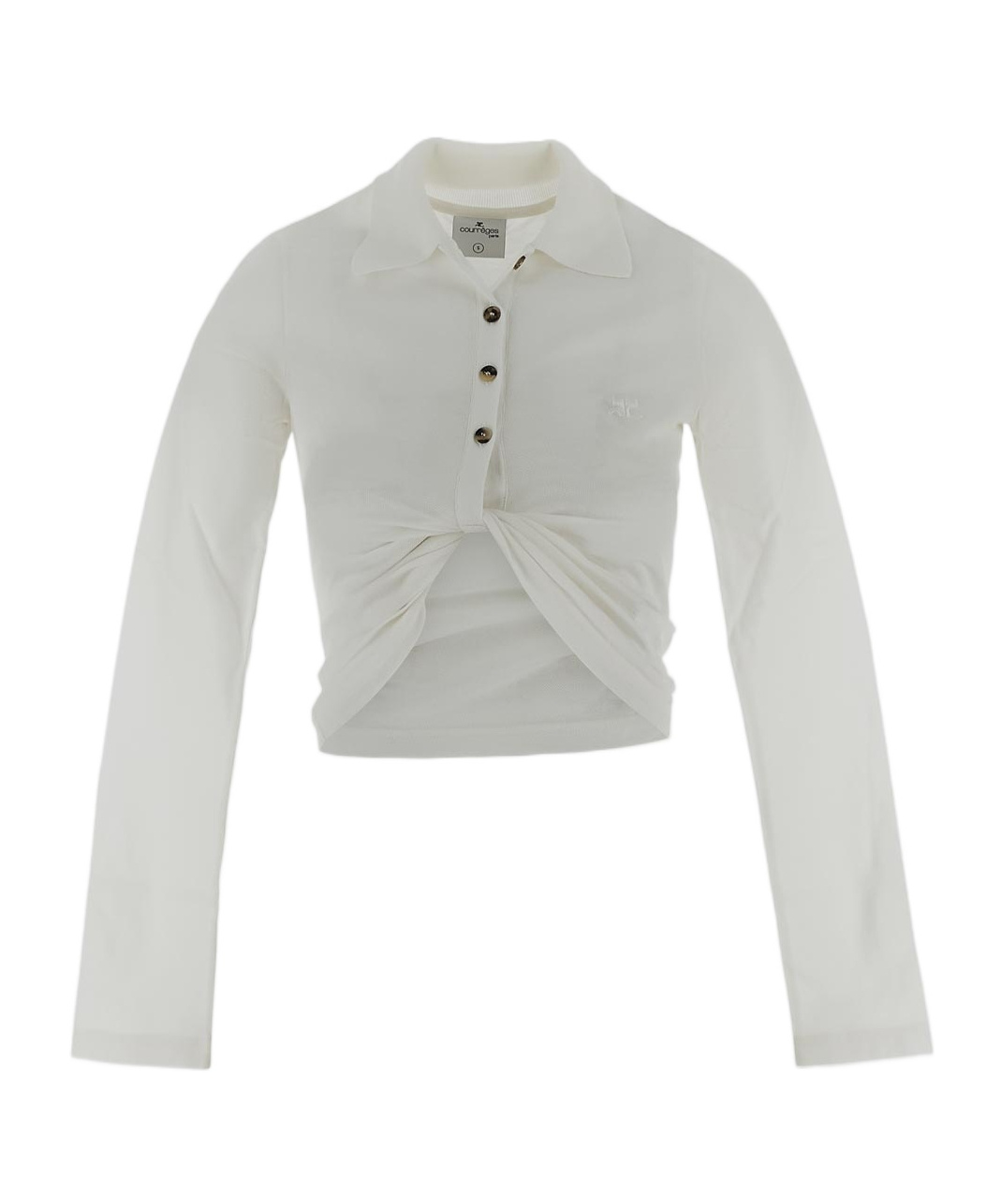 Shop Courrèges Long-sleeved Polo Shirt In Gray