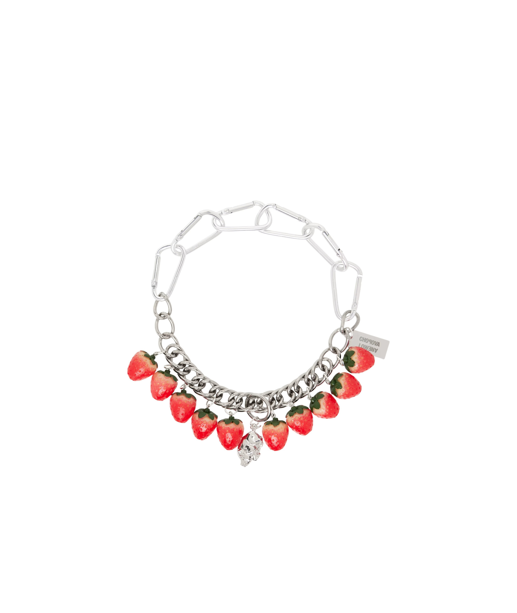 Chopova Lowena Silver Strawberry Piggy Necklace In White